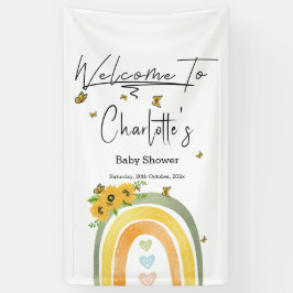 Boho Regenbogen mit Sonnenblumen Babydusche Banner