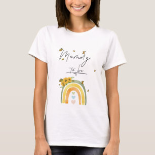 Boho Regenbogen mit Sonnenblumen Mami-to-be T-Shirt