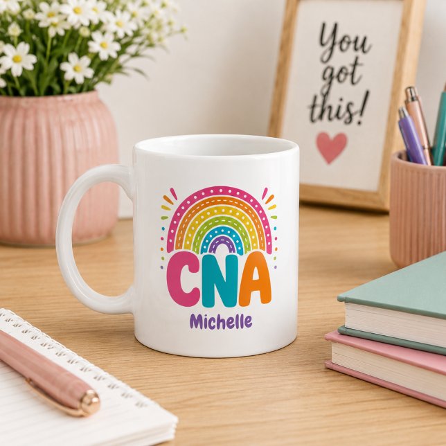 Boho Regenbogen Monogramm CNA Kaffeetasse (Von Creator hochgeladen)