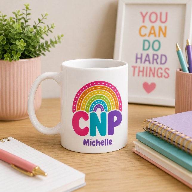 Boho-Regenbogen-Monogramm CNP Kaffeetasse (Von Creator hochgeladen)