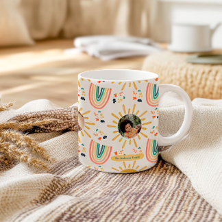Boho-Regenbogen-Morgen-Sonnenlicht-Familien-Fotoco Kaffeetasse