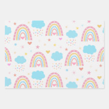 Boho Regenbogen Muster mit Wolken pastellfarben