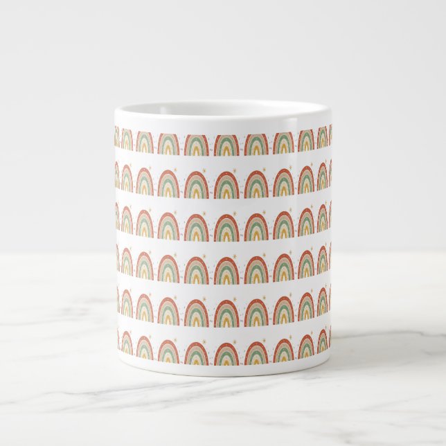 Boho-Regenbogen-Muster-Schlips Jumbo-Tasse (Vorderseite)