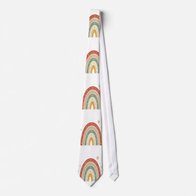 Boho-Regenbogen-Muster-Schlips Krawatte (Vorderseite)
