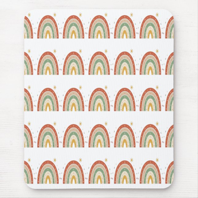 Boho-Regenbogen-Muster-Schlips Mousepad (Vorne)