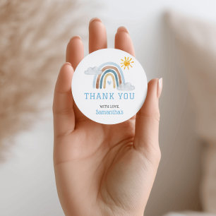 Boho-Regenbogen-Neutrale Babyparty-Dankeschön  Runder Aufkleber