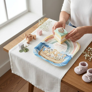 Boho-Regenbogen-Noah-Arch-Baby-Shower-Papierteller Pappteller