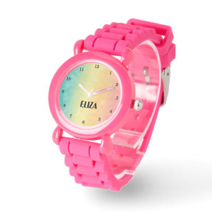 Boho Regenbogen Pastell Süße Mädchen Rosa Kinder Armbanduhr