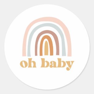 Boho Regenbogen rosa Baby Shower Runder Aufkleber