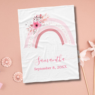 Boho-Regenbogen-Rosa-Blumen-Babodecke-Geschenk Fleecedecke