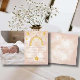 Boho Regenbogen rosa Magie Staub Goldsterne Party Einladung