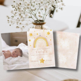 Boho Regenbogen rosa Magie Staub Goldsterne Party Einladung