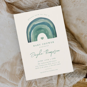 Boho-Regenbogen-Sage-Grün-Baby-Party Einladung