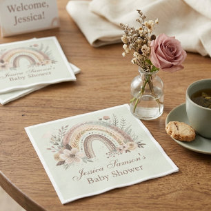 Boho Regenbogen und Blume Kinderdusche Serviette