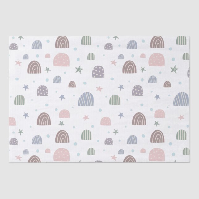 Boho Regenbogen und Sterne niedlich Seidenpapier (Vorderseite)