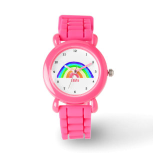 Boho Regenbogen Wasserfarbe Süße Mädchen Rosa Kind Armbanduhr