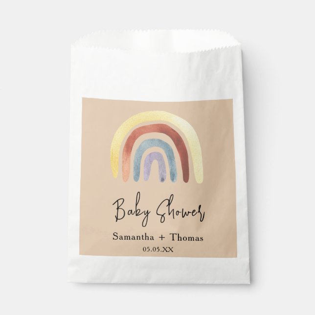 Boho Regenbogenbaby-Dusche Geschenktütchen (Vorderseite)