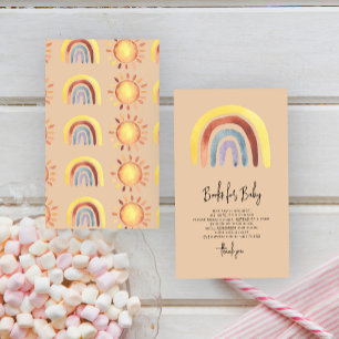 Boho Regenbogenbücher für Babytickets Begleitkarte