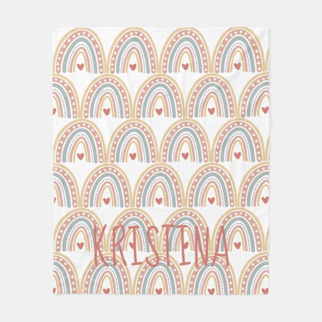 Boho Regenbogendesign Fleecedecke (Vorderseite)