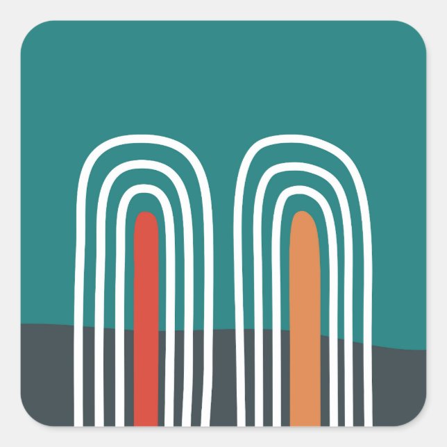 Boho Regenbogendesign Quadratischer Aufkleber (Vorderseite)