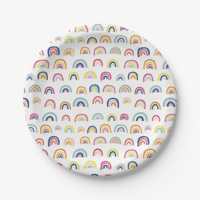 Boho-Regenbogenmuster Pappteller (Vorderseite)