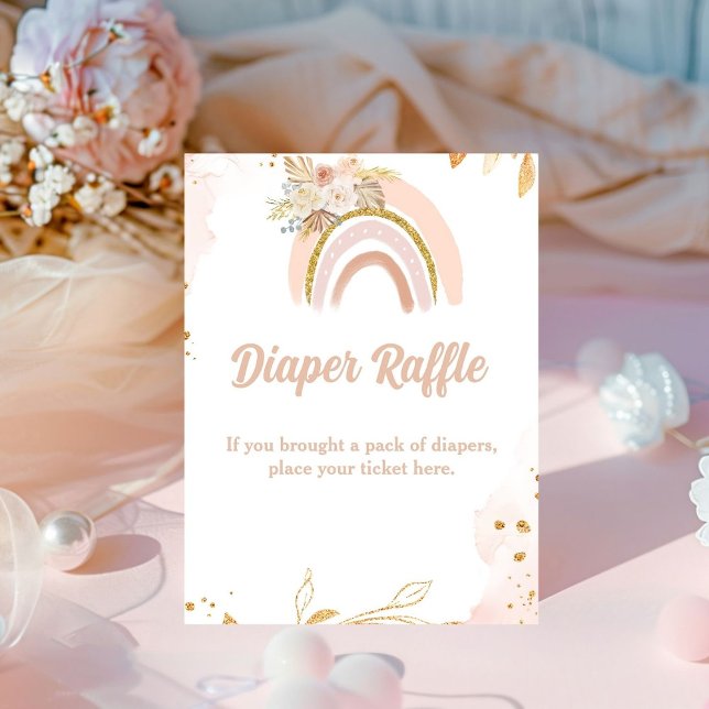 Boho Regenbogenpampas Gras Babydusche Windpreisraf Sockelschild (Von Creator hochgeladen)