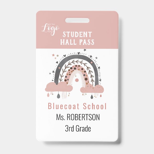 Boho Regenbogenschule Lehrer oder Studentenpass Ausweis (Vorderseite)
