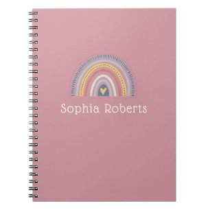 Boho-Regenbogenthema Staubiges Rosa Kindername Notizblock