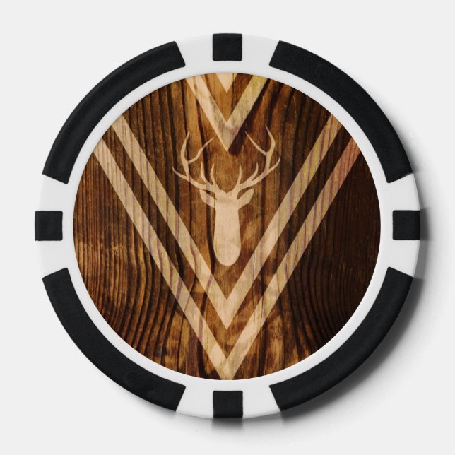 Boho Reh auf rustikalem Holz Pokerchips (Vorderseite)