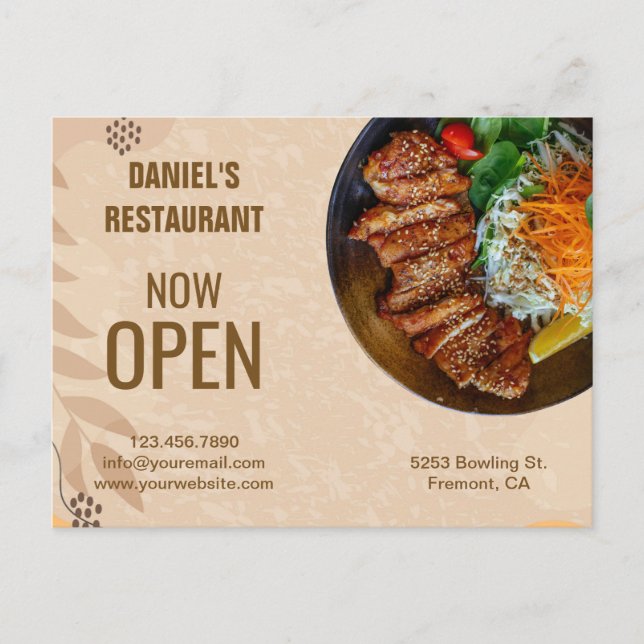 Boho Restaurant Marketing Postkarte (Vorderseite)