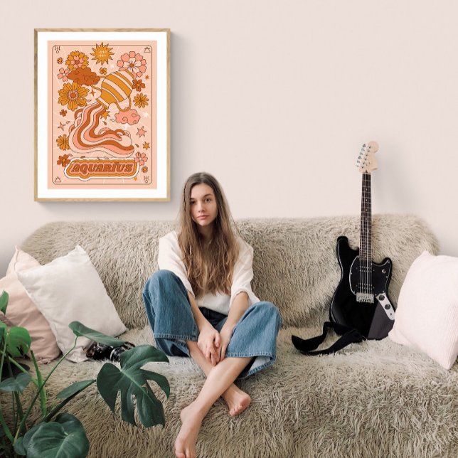 Boho Retro Aquarius Zodiac Poster (Von Creator hochgeladen)
