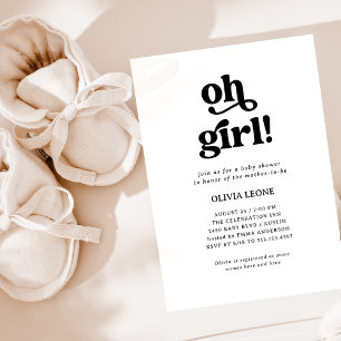 Boho Retro Black und White   Oh Girl Baby Dusche Einladung