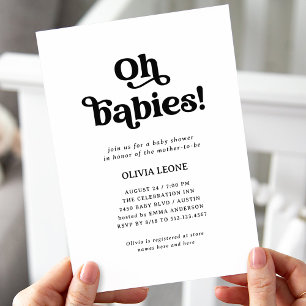 Boho Retro Black und White   Twins Baby Dusche Einladung