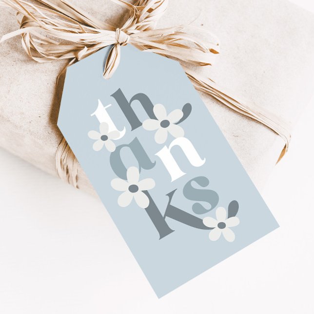 Boho Retro Blue Daisy Birthday Favor Geschenkanhänger (Von Creator hochgeladen)