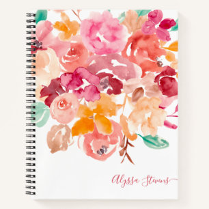 Boho Retro-Blume Blumenmuster Notizbuch