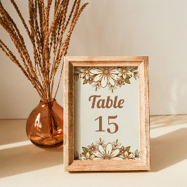 Boho Retro Blume | Hochzeit Tischnummer
