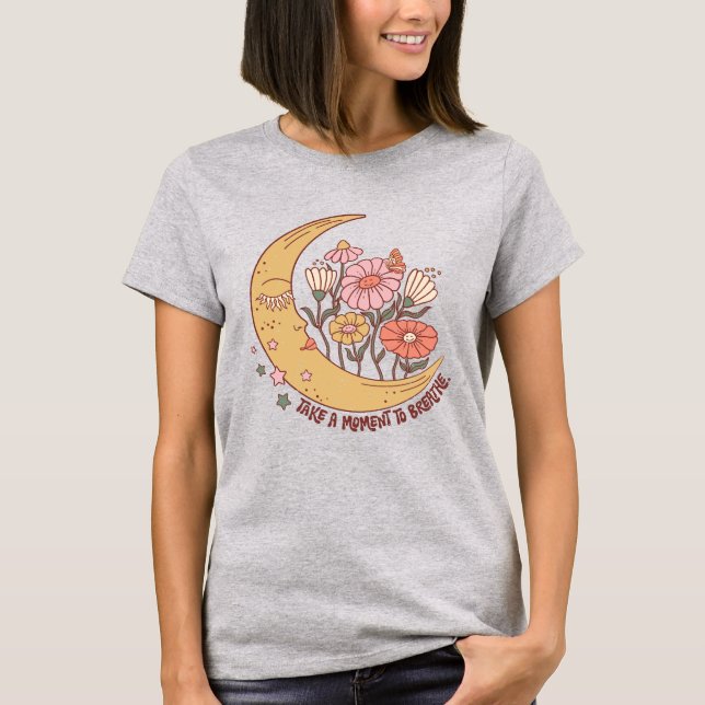 Boho Retro Blume Mondscheinwerfer T-Shirt (Vorderseite)