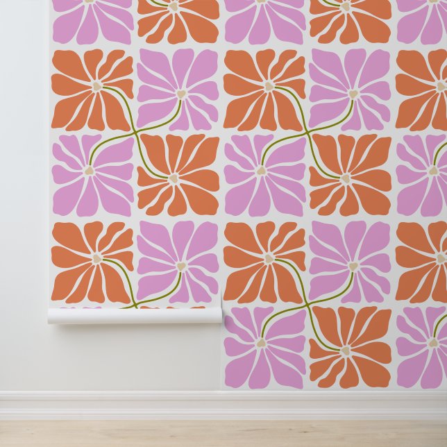 Boho Retro Blume Tapete (Anwendung)