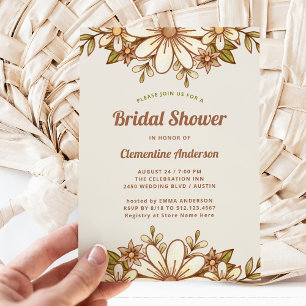 Boho Retro Blumen Brautparty Einladung