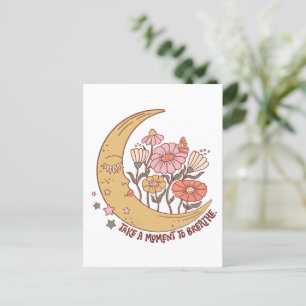 Boho Retro Blumen Mond Sommer Stimmung Nimm Dir Ei Postkarte