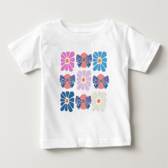 Boho retro Blumenoster Baby T-shirt (Vorderseite)