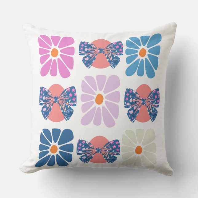 Boho retro Blumenoster Kissen (Vorderseite)