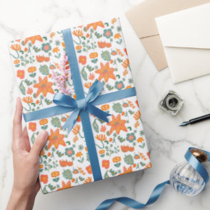 Boho Retro Blumenverpackungspapier Geschenkpapier