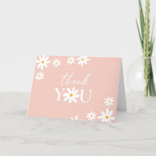 Boho Retro Blush Pink Daisy Floral Dankeskarte