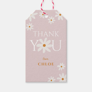 Boho Retro Blush Pink Daisy Vielen Dank Geschenkanhänger