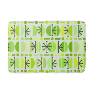 Boho Retro Bowls Lines Chartreuse Badematte
