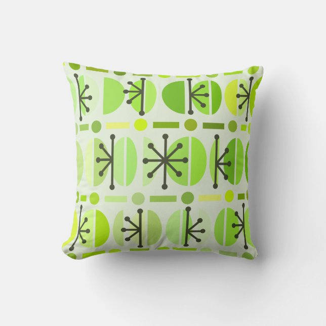 Boho Retro Bowls Lines Chartreuse Kissen (Vorderseite)