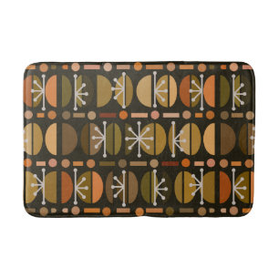 Boho Retro Bowls Lines Dark Earth Tones Badematte