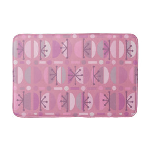 Boho Retro Bowls Lines Pink Badematte