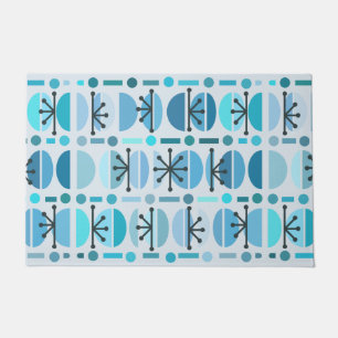 Boho Retro Bowls Lines Turquoise Fußmatte